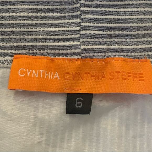 Cynthia Steffe Knee length Straight Ruffled New Prep Stripe Vintage Skirt Size 6 - Picture 6 of 12